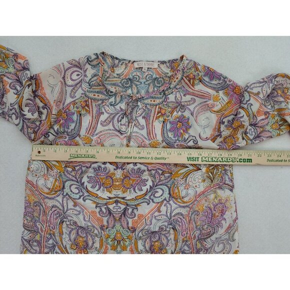 Rose & Thyme Women's Top Size M 3/4 Sleeve Silky Textured Boho Peasant - Picture 5 of 13